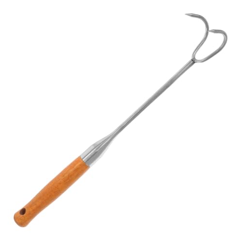 BRIGHTFUFU Stainless Steel Outdoor Cooking Flipper Hook Meat Hook for BBQ and Grilling Durable Food Turner for Hanging and Turning Meat for Campfire and Outdoor Cooking