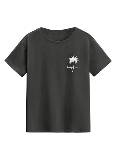 Image of SOLY HUX Boy's Graphic Tees Palm Tree Print Short Sleeve Crew Neck Summer Trendy T-Shirts Clothes for Teen Boys