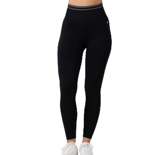 Penn Women’s Seamless High Waisted Leggings - Soft Stretch, Workout & Athleisure Legging, Black/Grey, Medium