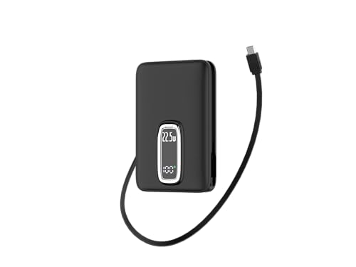 Power Bank Fast Charging, Small 22.5W 10000mAh USBC Portable Charger with Built-in USB-C Cable, Mini Battery Pack Essentials, 2 USB C and 1 A, for iPhone 17/16/15 Series, Samsung, Google,Android