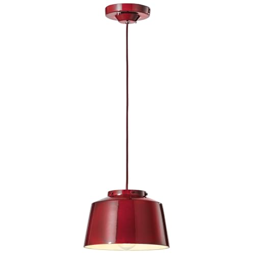 Lustre vintage 50's en fer et céramique avec douille E27 de 23 cm