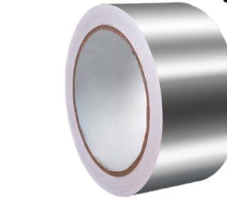 Image of ASEANAO Glass Fiber Cloth Aluminum Foil Tape, Fireproof Self-Adhesive Tape High Temperature Leak Proof Tin Foil Paper Duct Tape Seal Pipe Insulation Tear Resistance Metal Repair (5cm x 20m)