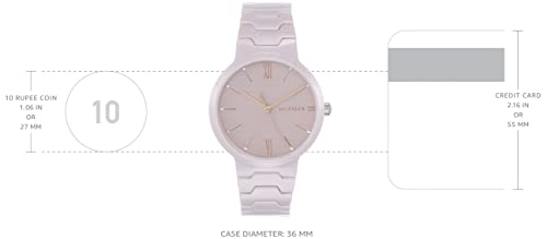 Tommy Hilfiger Quartz Analog Pink Dial Ceramic Strap Watch for Women-NETH1781957 - Image 3