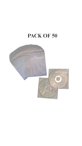 Image of CD DVD Covers | Double Pocket CD Pouches | Durable Plastic Disc Holders | Transparent (50)