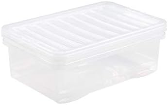 JMS® 32 Litre Under bed Plastic Storage Clear Box with Clear Lid Strong Container Made In U.K. - (Single Container)- Home Office Stackable Nestable