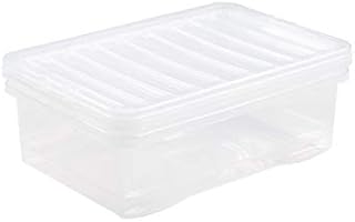 JMS® 32 Litre Under bed Plastic Storage Clear Box with Clear Lid Strong Container Made In U.K. - (Single Container)- Home Office Stackable Nestable