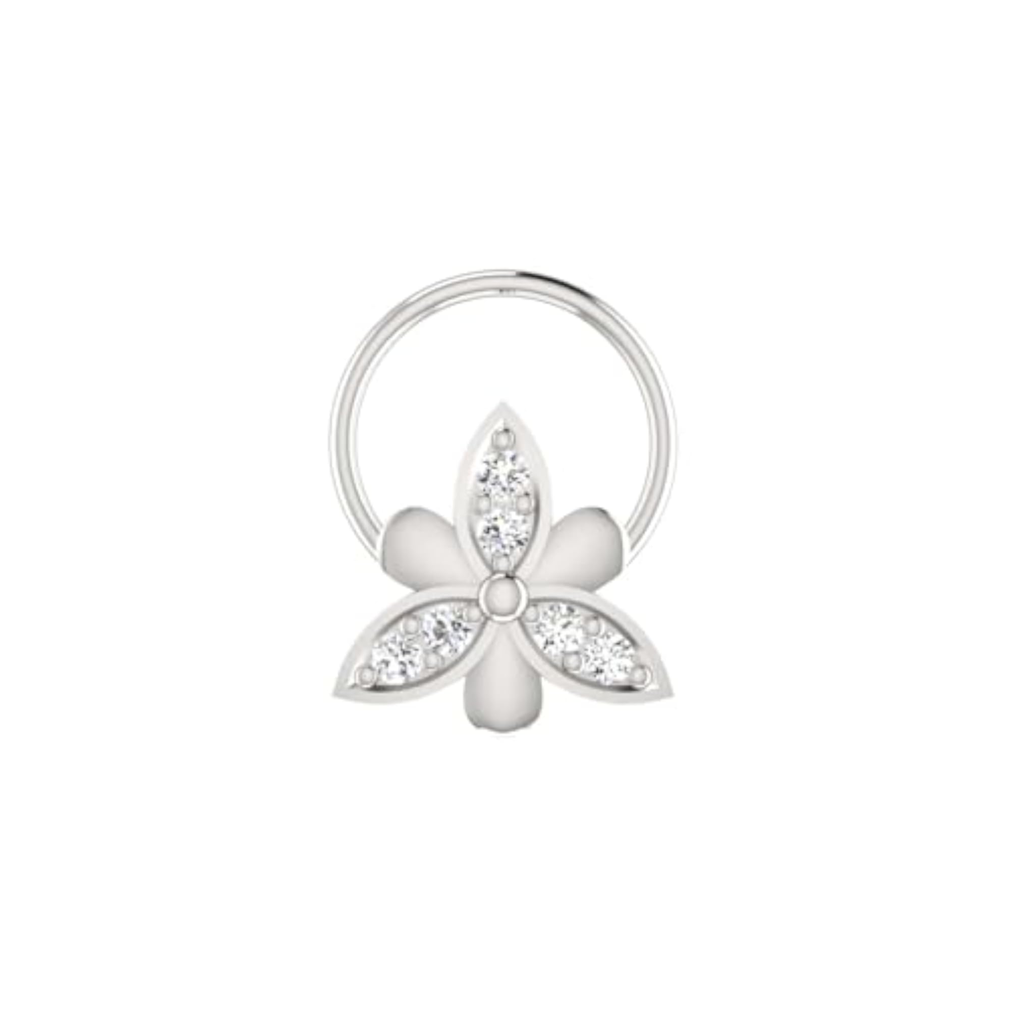 Women's 14Kt White Gold Stud Nosering, Stylish