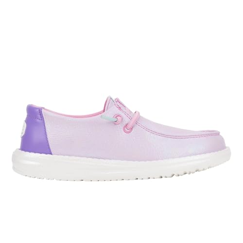 Image of HEYDUDE Kids Wendy Iridescent Sparkle (Little Kid /Big Kid) - Loafers for Kids - Canvas Upper - Cotton Lining