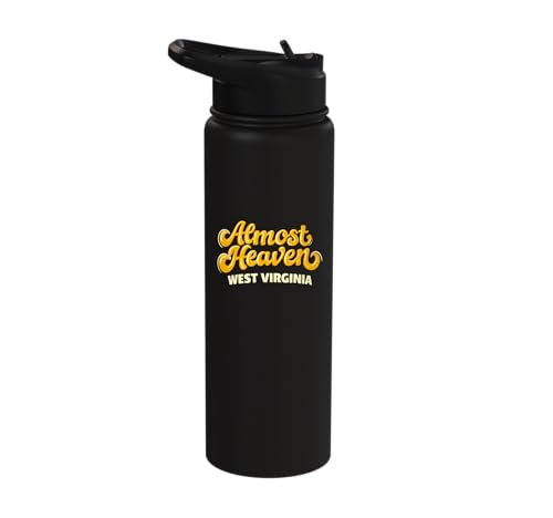 Almost Heaven West Virginia Retro look Stainless Steel Insulated Water Bottle
