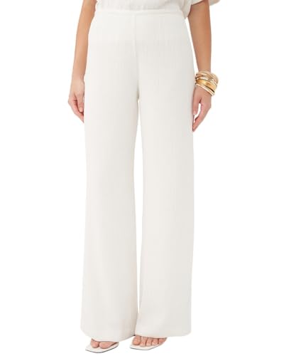 Trina Turk Women's Plisse Wide Leg Pant, Whitewash
