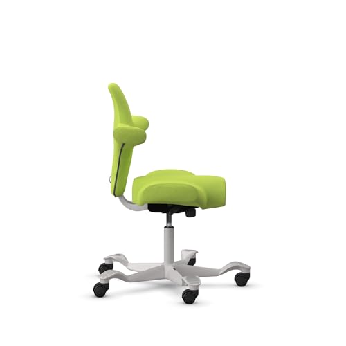 Image of HAG Capisco Standard Chair-Silver Frame-Upholstered Bright Green