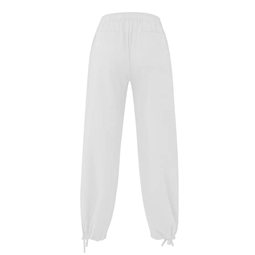 Cdiecer Linen Wide Leg Pants Men Summer Beach Pants Lightweight Baggy Pants Elastic Waist Drawstring Trousers Harem Pants4