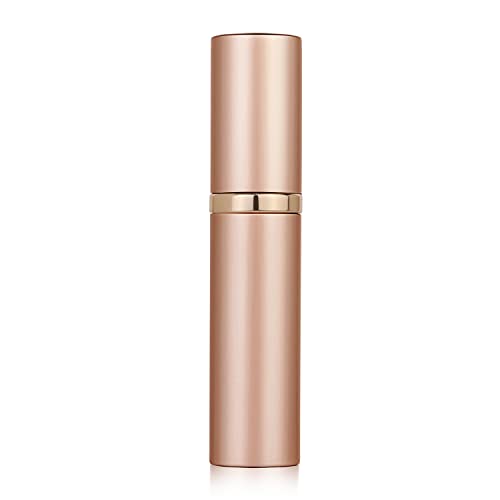 Parfümzerstäuber, 5 ml, nachfüllbar, Reisegröße, Parfümflasche, auslaufsicher, Bodenpumpe ohne Trichter, elegante tragbare Größe für Damen und Herren, Roségold