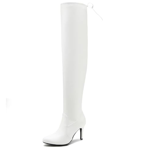 LIURUIJIA Women's Pointed Toe Over The Knee Thigh High Boots Stiletto High Heel Long Stretch Pull On Sexy Fall Boots