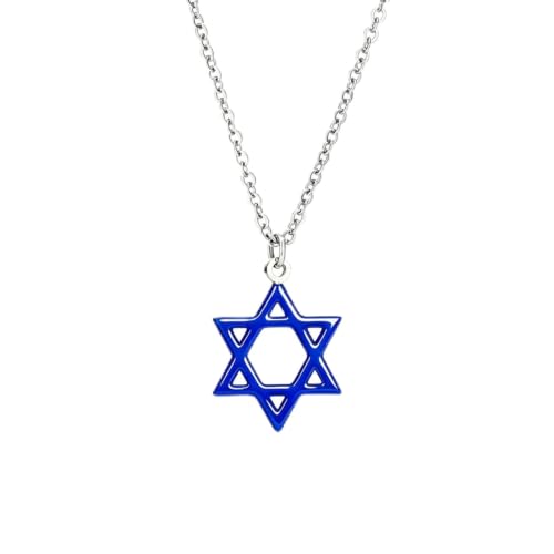 Collier étoile de David multicolore pendentif juif mixte