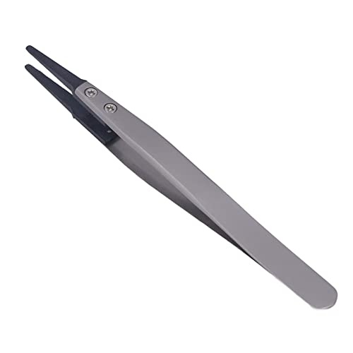 Round Elbow Antistatic Tweezers Interchangeable Plastic Tip Electronic Repair Tool for Various Industries