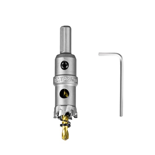 Image of SALI 13 /16 inch (21mm) TCT Hole Saw Kit Tungsten Carbide Tipped Hole Saw Drill Bit with Titanium-Plated Pilot Drill bit for Metal, Stainless Steel, Iron, Wood, Plastic