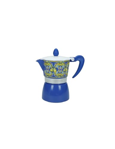 BRANDANI Cafetera citrus azul tres tazas inducción aluminio