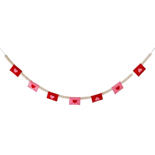 RWAJZAX Guirnalda de cuentas de madera para colgar, decoración colgante de San Valentín para bodas, cumpleaños, festivales, celebraciones, San Valentín, decoración