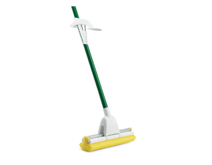 Sponge Roller Mop with Easy-Wring Handle, Super Absorbent Yellow Head, Green Handle