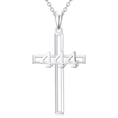 Angel Number Necklace 925 Silver Cross Numerology Jewelry