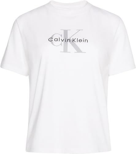 Calvin Klein Damen T-Shirt Kurzarm Hero Classic Monologo Tee mit Rundhalsausschnitt, Weiß (Brilliant White), 2XS – Ansicht 6