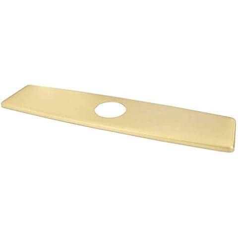 Wovier Faucet Plate,Brushed Gold Sink Hole Cover Plate,10" Rectangle Escutcheon Plate 304 Circular Stainless Steel Deck Plate for 1 or 3 Hole Bathroom or Kitchen Sink Faucet Mixer Tap Cover