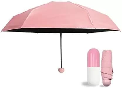 GenericSAVI Mini Cute Windproof Reverse Foldable Double Layer Capsule Case Umbrella (Multi) Umbrella