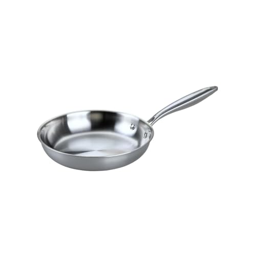 Fackelmann 66270 Poêle 24 cm en Acier Inoxydable 18/10, Structure Triply, Tous Feux Compatible Induction et Four, Cuisson Saine Sans PFAS, Utilisation Intensive, Passe au Lave-Vaisselle, Manche Riveté