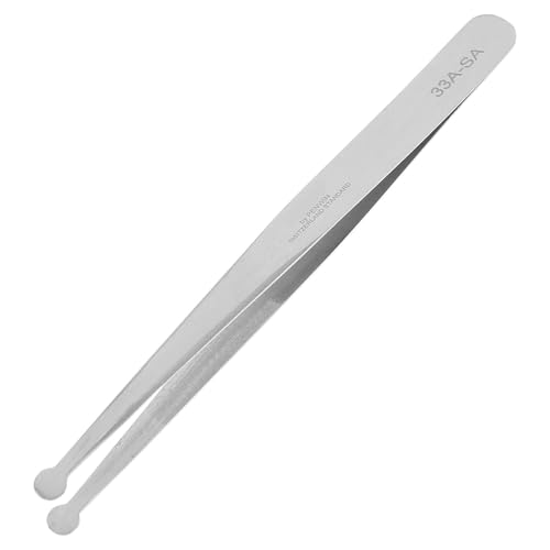 VILLCASE Pince À Épiler Antistatique En Acier Inoxydable 4.72In Pincettes De Précision À Bout Rond Ergonomique Non Magnétique Pour Loisirs Créatifs Bijoux