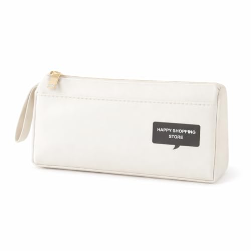 Image of Stylish White Zipper Pencil Pouch, Designed for Students, Office use, and Daily Carry (Set of 1 White)