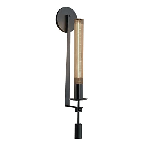 KKXXYQFC Aplique de pared Accesorios de iluminación de pared Tubo de luz de pared de latón retro Apliques de pared para cabecera de vidrio Apliques de baño Iluminación de tocador Lámpara de pared para