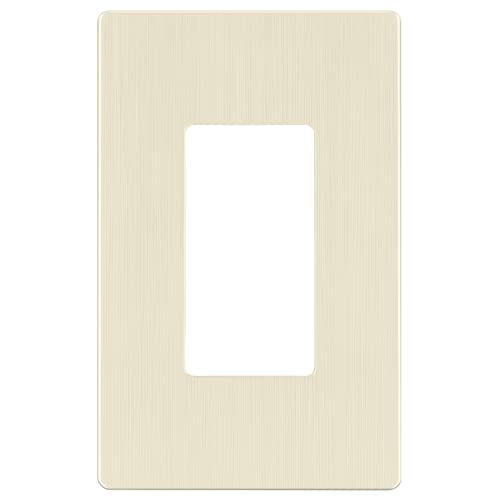 Image of LIDER Decorator Switch Cover, Screwless Wall Plate, Mid-Size 1-Gang 4.88 inch x 3.11 inch, LSWP-31M-BLA, UL Listed, Thermoplastic, Brushed Light Almond, 1-Pack