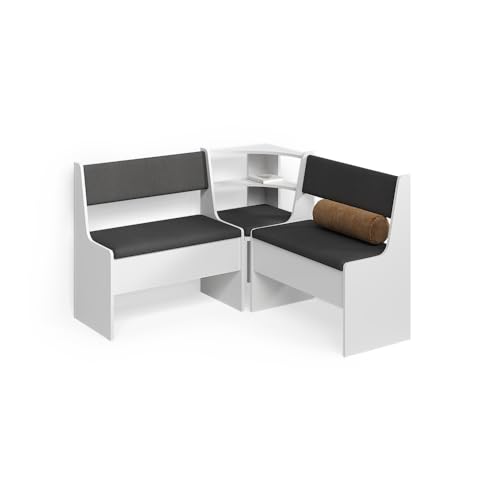 Livinity Groupe de banquettes d'angle Tiberio, Blanc, 120x120cm sans Table