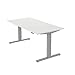 Produktbild boho office® Premium Line - TÜV geprüfter, elektrisch stufenlos höhenverstellbarer Schreibtisch in Silber (RAL9006), inkl. Tischplatte in 160 x 80 cm in Weiß (Melamin)