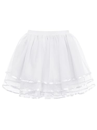 Wikoan Enaguas Suaves para Mujer Faldas con Volumen Petticoat de Encaje Faldas de Baile para Fiestas,Blanco,2XL/3XL