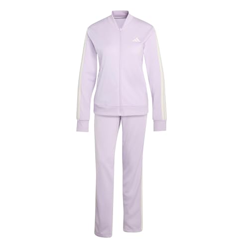 adidas Damen ESSENTIALS 3-STRIPES TRACKSUIT, ice lavender/off white, L
