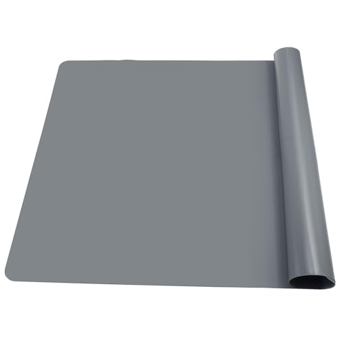 Kssvzz Tapis Silicone Grand 70 x 50cm, Antidérapant et Résistant à la Chaleur, Pour Table et Plan de Travail Cuisine, Resine Epoxy (Gris)