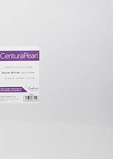 Crafter's Companion Centura Pearl 25 Sheet A3 Pack Card, Snow White-Hint of Silver
