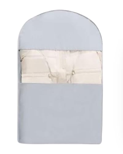Space Saving Hanging Garment Bag with Self Compression Zipper, 2025 Upgrade Transparent Dustproof Clothes Storage Bag for Down Coats & Seasonal Clothing - Grey 35.4 Inches (S)