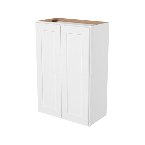 Image of Furinno Shaker Wall Kitchen Cabinet 2-Doors-2 Shelves, Ready to Assemble, 12 D x 24 W x 36 H, White