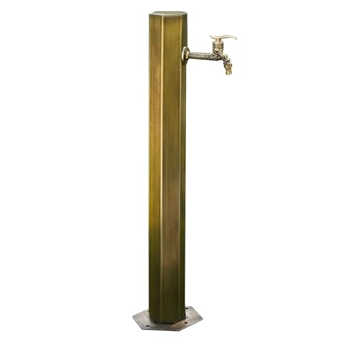 Columna de agua vertical para jardín, grifo de bloqueo anticongelante con soporte de manguera independiente, fuente de patio al aire libre e hidrante de riego para jardín y patio