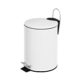 LOLAhome Papelera de baño con pedal de 3L - Cubo de basura para baño con tapa,...