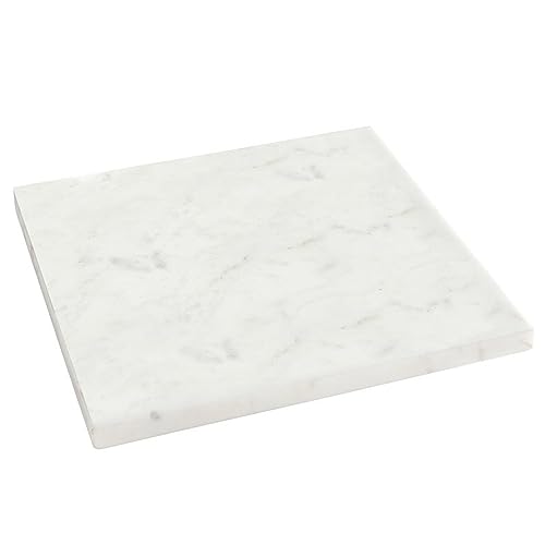 Santa Barbara Design Studio White Marble Footed Serving Board, 12" Square
