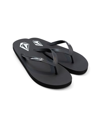 Image of Volcom Men's Volcomotion Flip Flop Sandals - Comfort Foam, Water-Friendly Thong Sandal, Black White V, 8