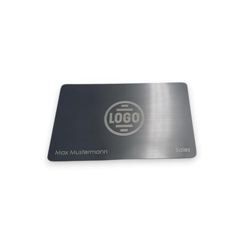 NFC Visitenkarte mit QR Code | Digitale Visitenkarte mit Druck und individueller Lasergravur aus hochwertigem und robustem Metall | zum einfachen Weitergeben der Kontaktdaten ohne App (grey brush)