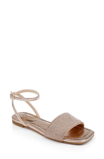 Jewel Badgley Mischka Hadley Flat Sandals with Ankle Strap2