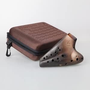 Double Chamber Straw Fire Ceramic Ocarina W/Exclusive Hard-shell Case - Authenticity Proved by Engraved Identification Code on Each Piece! Linn's Arts Exclusive! (Purple Clay)