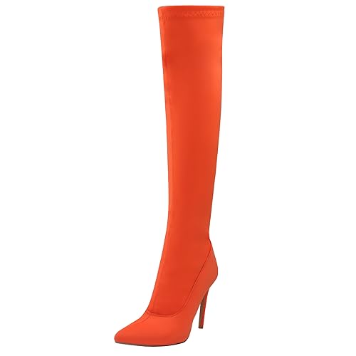 Botas por encima de la rodilla con tacón de aguja de 11cm y cremallera lateral