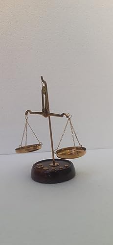 Báscula antigua de latón Royalantique con pesas para joyería miniatura 2